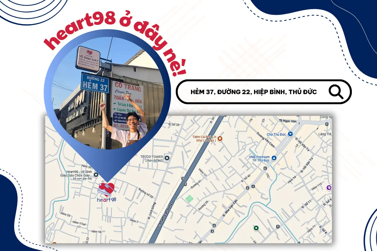 Vị trí cửa hàng HEART98 tại Hẻm 37, Đường số 22, phường Hiệp Bình, TP. Hồ Chí Minh.