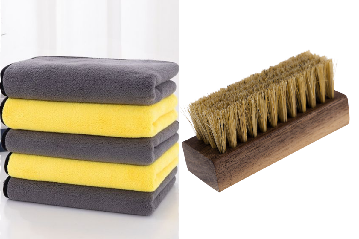 Một số dụng cụ dùng để vệ sinh giày da tại nhà bạn có thể tìm mua dễ dàng.