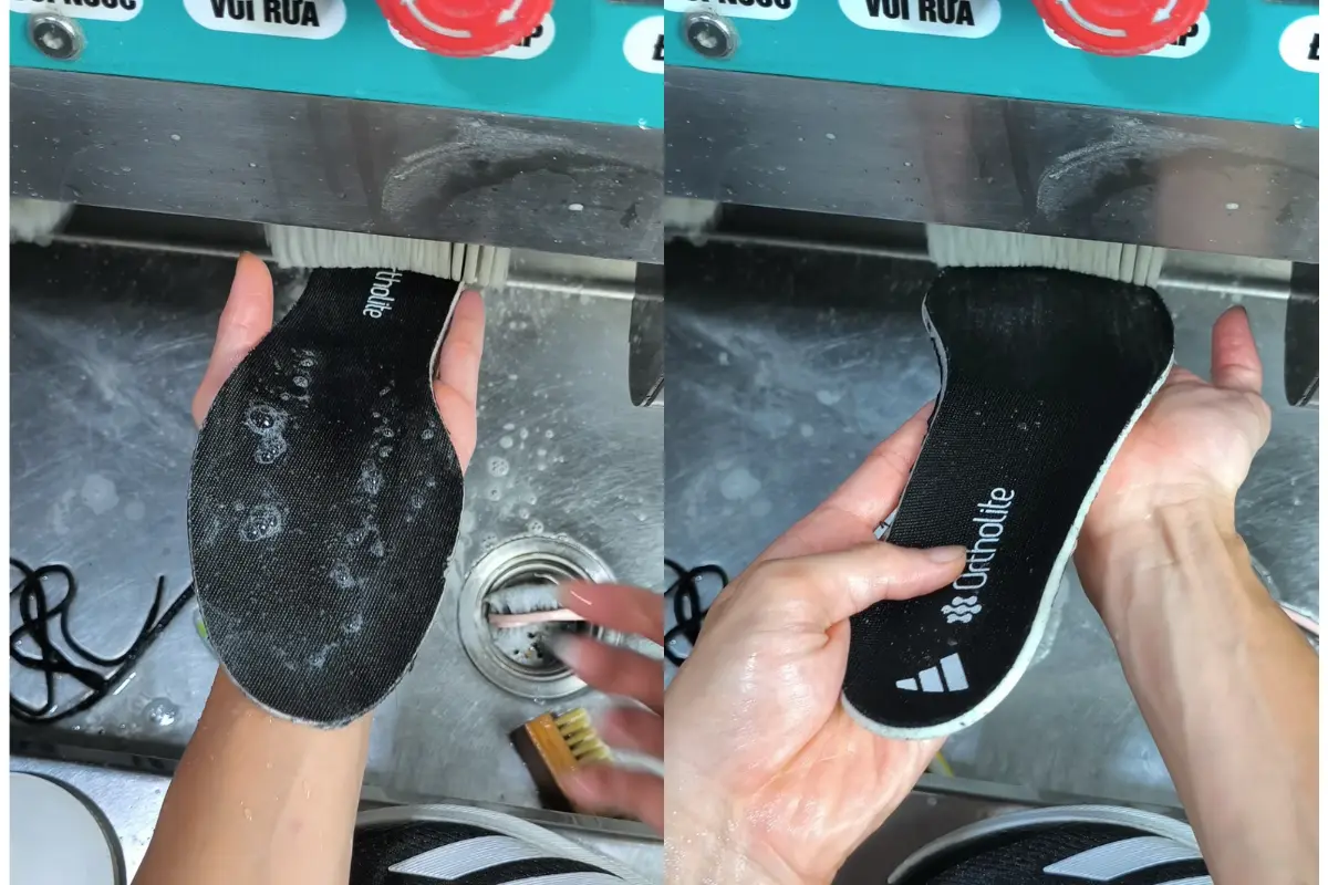 Lót giày là vị trí dễ giữ mồ hôi và mùi, nên được tháo ra vệ sinh riêng nếu có thể.