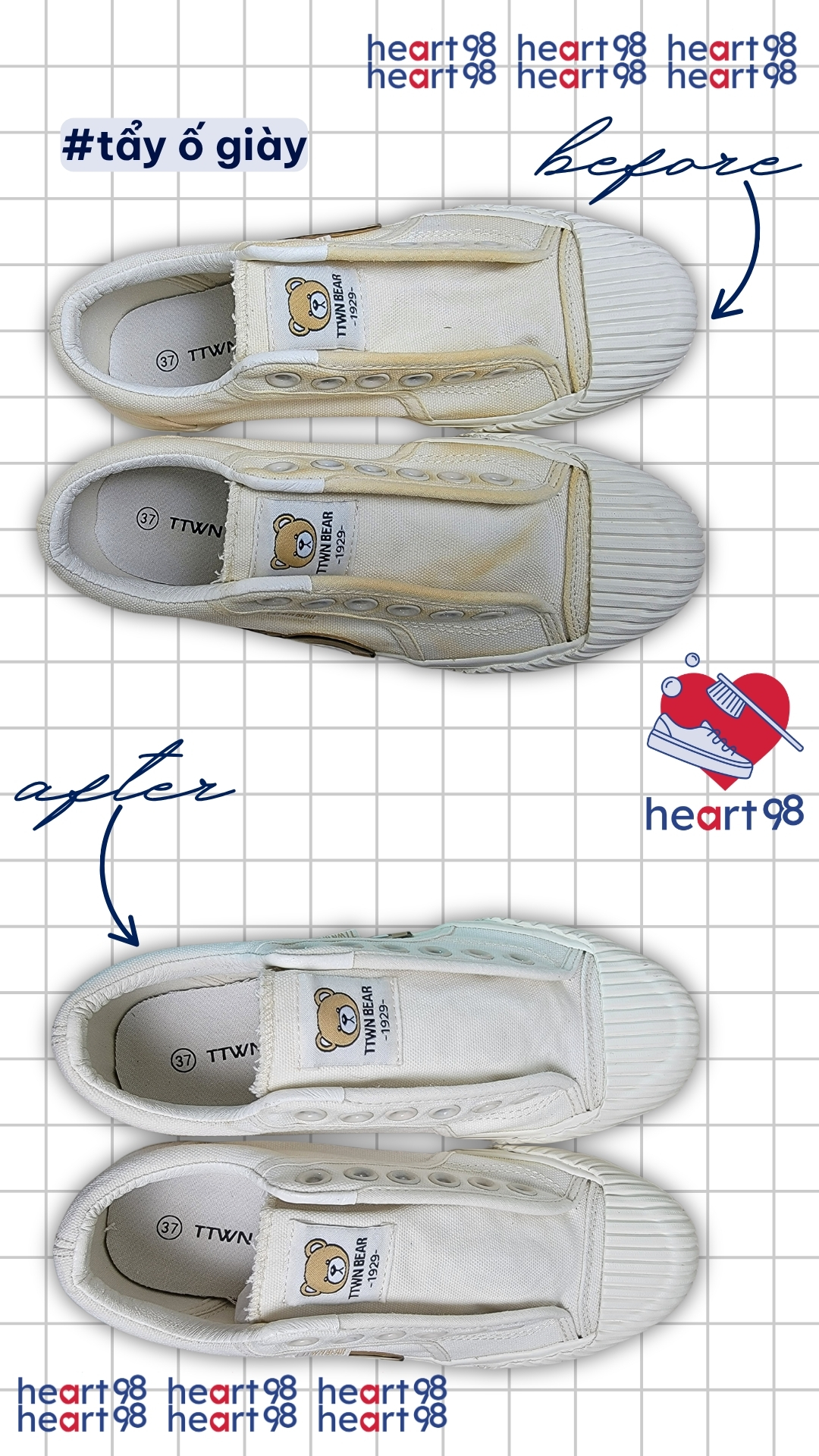 tẩy ố giày tại heart98
